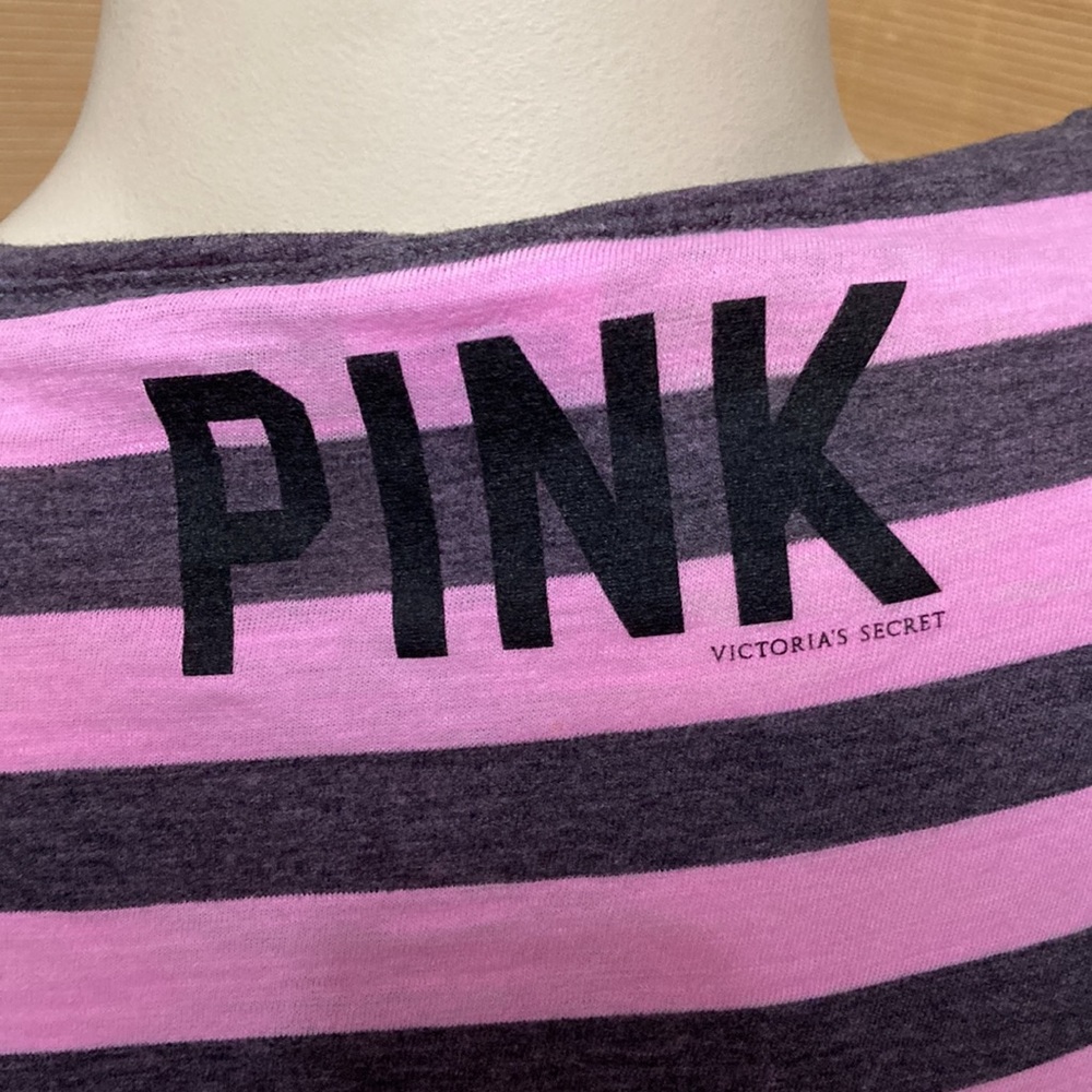 PINK crop striped top fair condition - Picture 3 of 8